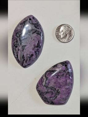 Mexican Crazy Lace Agate Stone Pendant Beads - Set of Two (2)